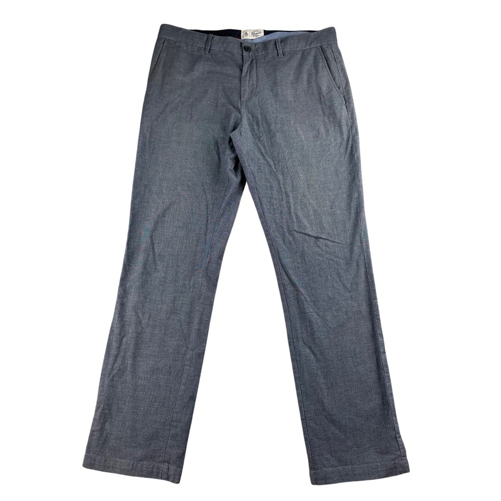 Original Penguin Twill Slim Fit Chino Pants Men 36x32 Blue Stretch Flat Front